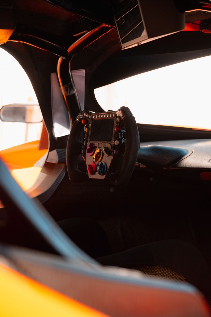 The Adamastor Furia. The cockpit and steering wheel.